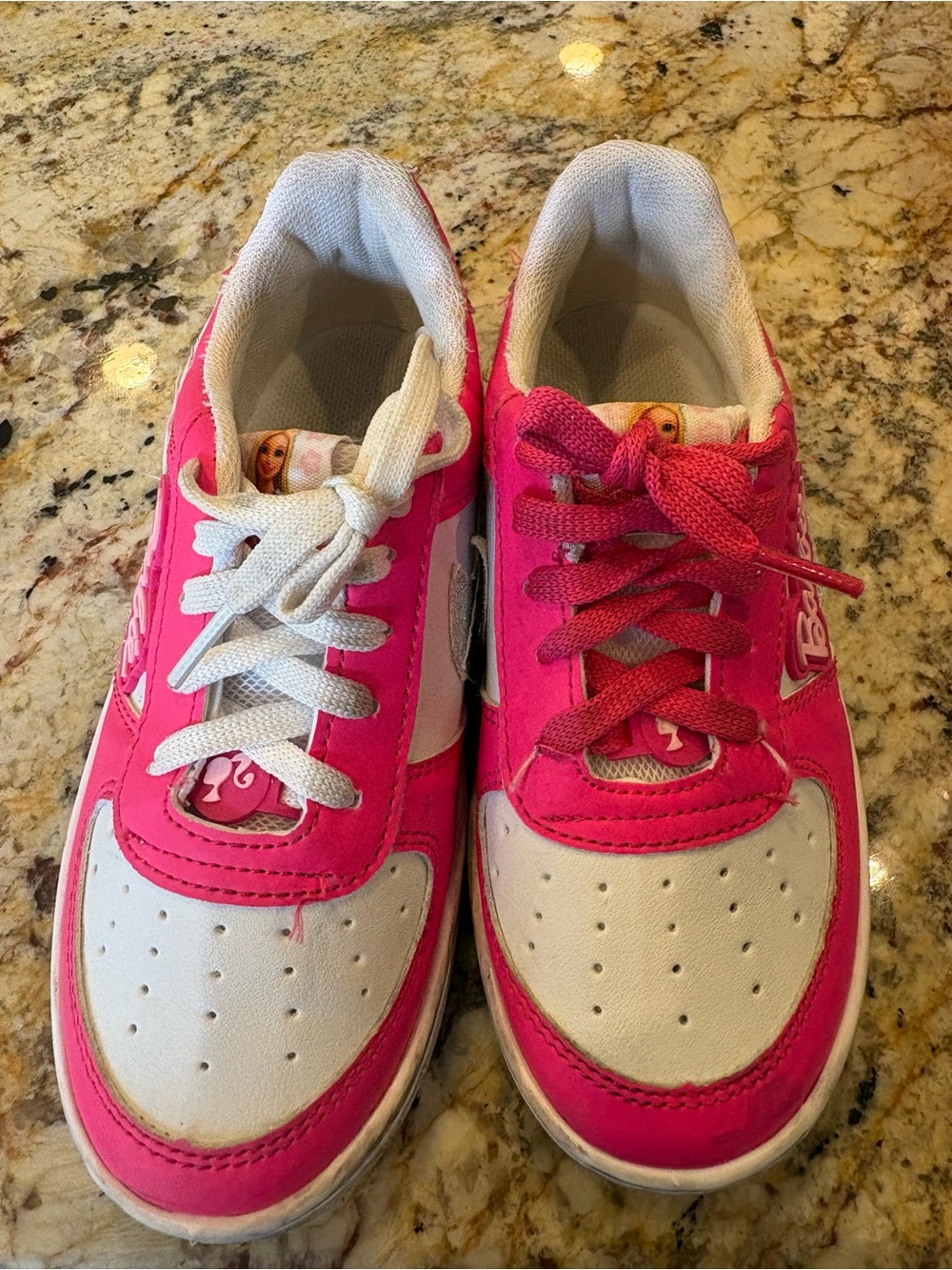 Barbie Hot Pink and White Kids Lace-Up Sneakers